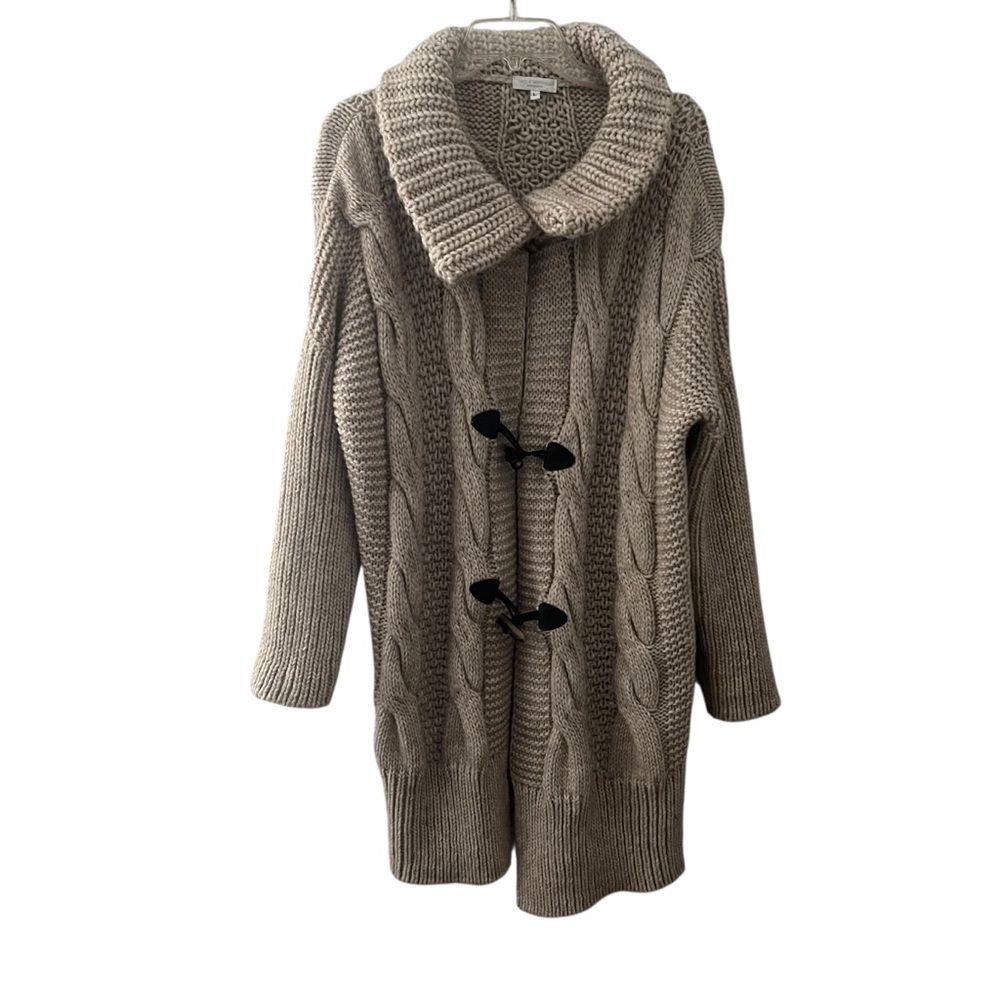 Paola Manfredi Alpaca Wool Blend Sweater Coat Duster Cardigan Toggle Button L